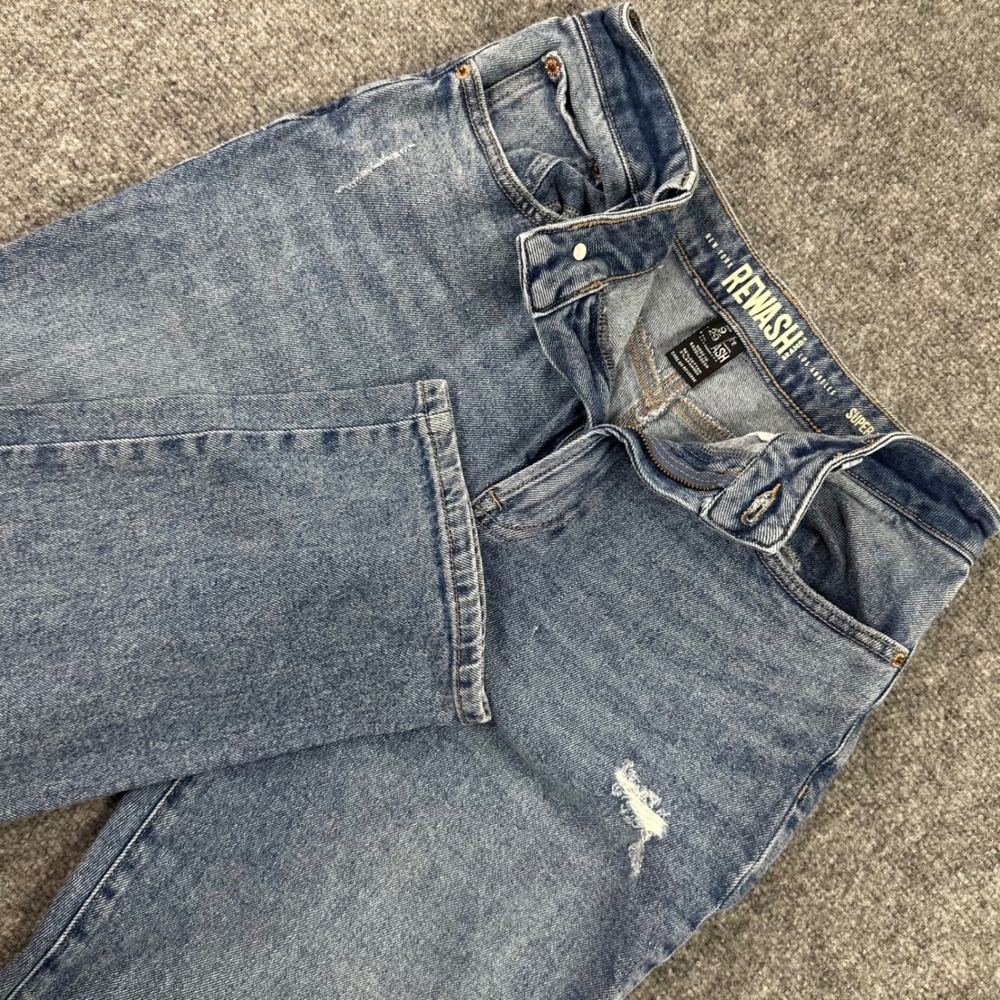 Rewash Jeans 9/29 Blue Distressed High Rise Straight Leg Women